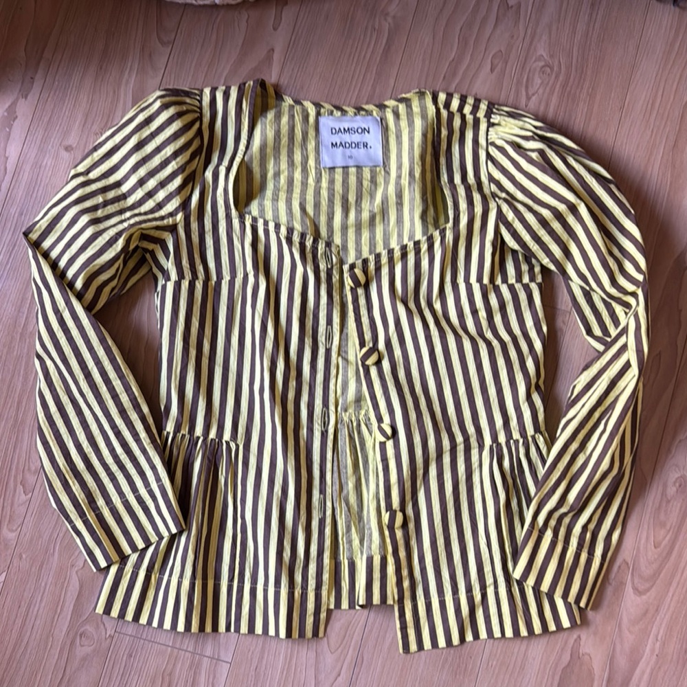 Damson Madder Striped Button-Up Blouse
